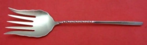 Whiting Square Twist Sterling Silver Goldwashed Sardine Fork 6 1/4": Whiting Square Twist Sterling Silver Goldwashed Sardine Fork 6 1/4" This exquisite Square Twist Sardine Fork, crafted by Whiting, showcases a unique square twist design. Made from high-quality sterlin