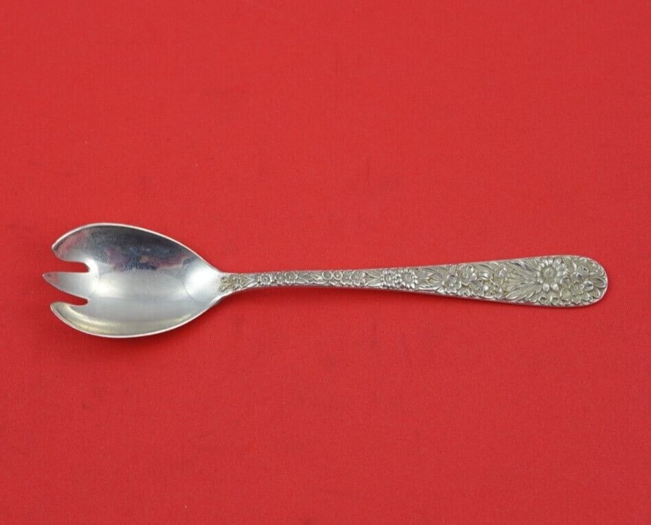 Kirk Repousse Sterling Silver Sorbet Fork 5 3/8 Rare Original: Kirk Repousse Sterling Silver Sorbet Fork 5 3/8 Rare Original This exquisite sorbet fork is crafted from high-quality sterling silver (.925) and features the elegant Repousse pattern by Kirk. Measurin