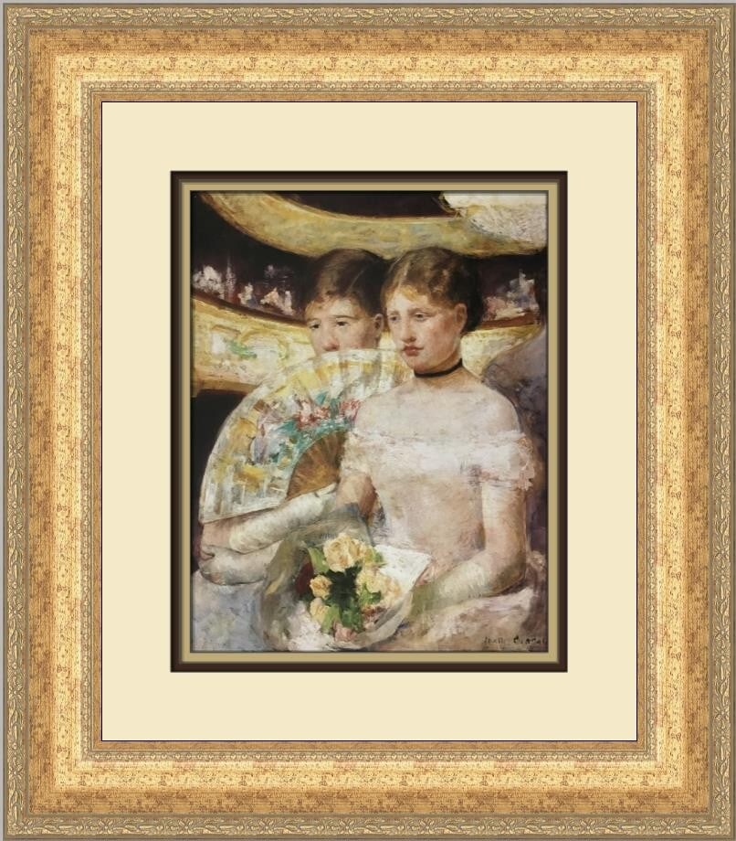 Mary Cassatt Two Young Ladies in a Loge Custom Framed Print 1994: Mary Cassatt Two Young Ladies in a Loge Custom Framed Print 1994 This exquisite custom framed print features Mary Cassatt's renowned artwork, "Two Young Ladies in a Loge." This medium-sized piece, pro