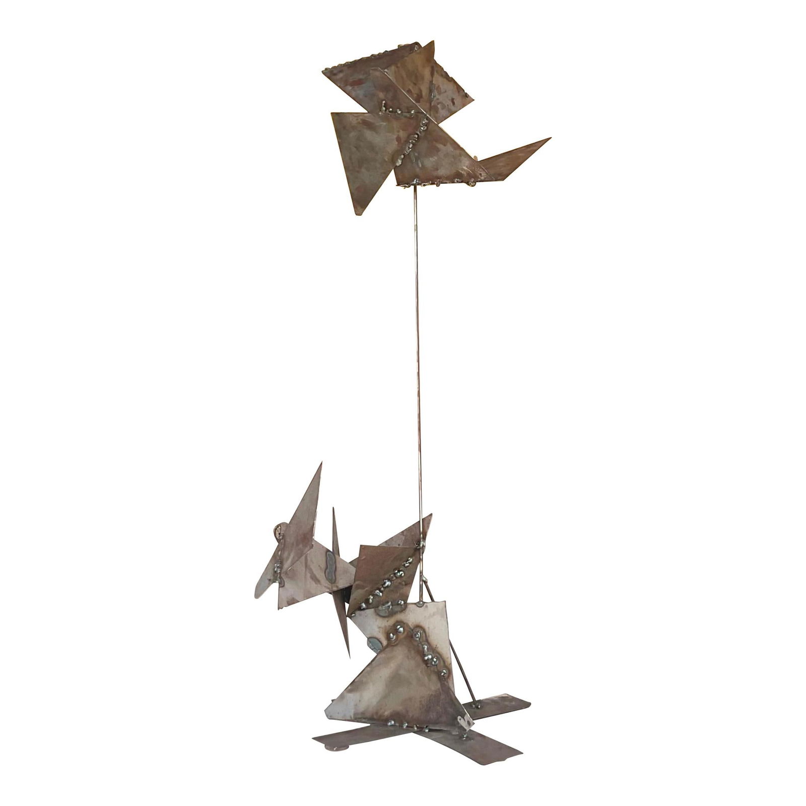 Chic Kinetic Abstract Steel Sculpture 49.25 in Greige: Chic Kinetic Abstract Steel Sculpture 49.25 in Greige This striking contemporary sculpture showcases an abstract design crafted from welded steel, bringing a modern flair to any environment. Its kinet