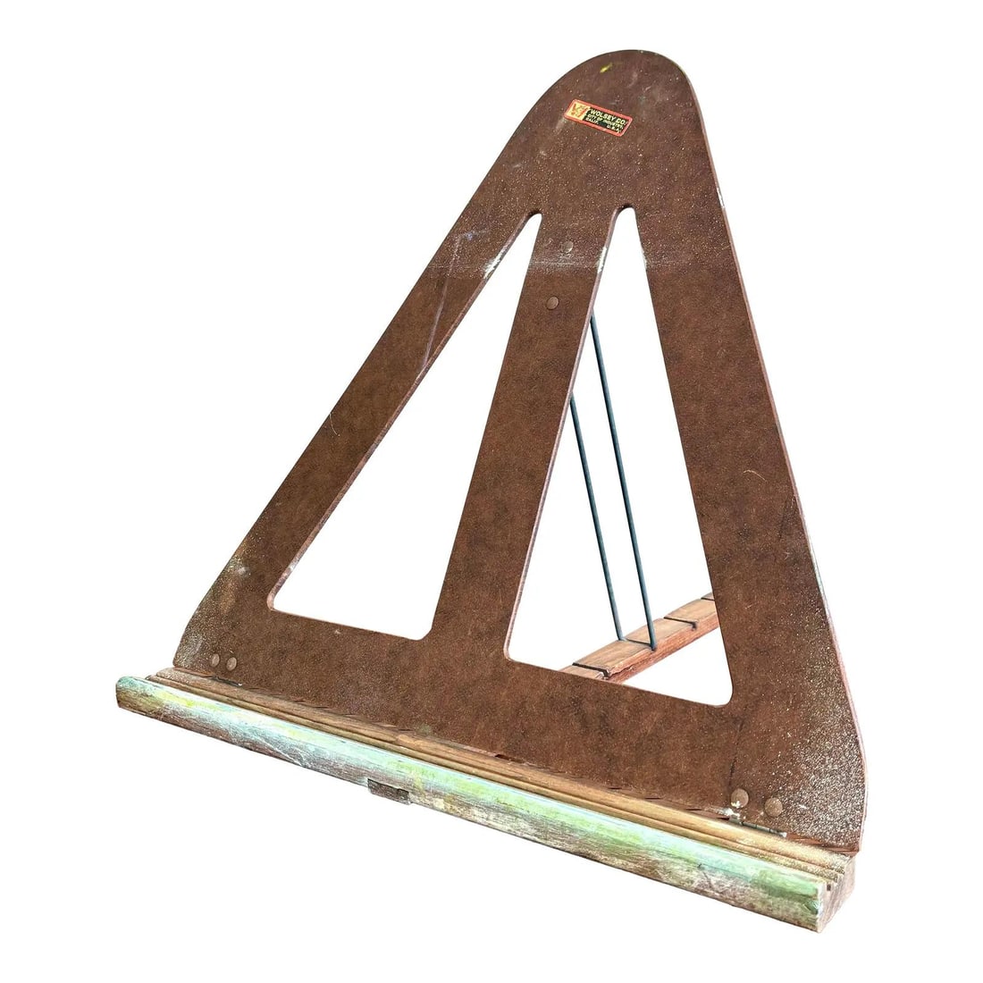 Mid-Century Modern Wolsey Masonite Folding Easel Bookstand: Mid-Century Modern Wolsey Masonite Folding Easel Bookstand This vintage mid-century modern easel features a unique triangular cutout design and a warm brown patina that embodies functional simplicity