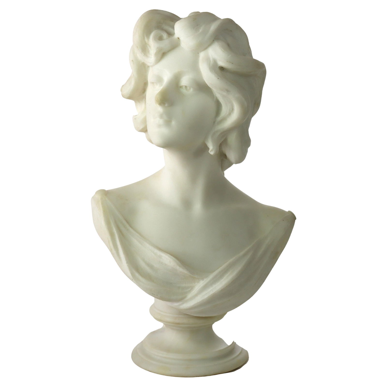 Antique Marble Bust Woman by A. Batacchi Florence C1890: Antique Marble Bust Woman by A. Batacchi Florence C1890 This exquisite antique Italian marble bust, signed by A. Batacchi of Florence, dates to circa 1890. Measuring 23.5 inches in height, 13 inches i