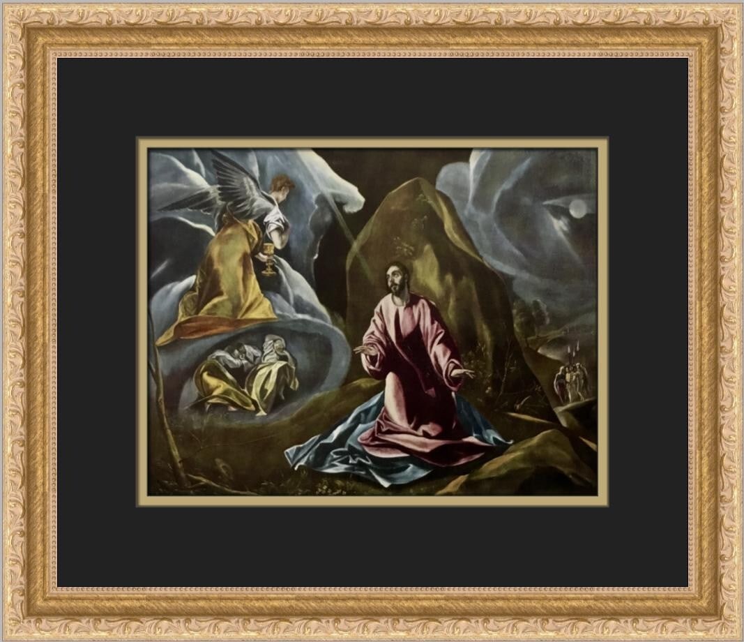 El Greco Christ on the Mount of Olives Custom Framed Art Print: El Greco Christ on the Mount of Olives Custom Framed Art Print This exquisite custom framed print features El Greco's renowned artwork, "Christ on the Mount of Olives," capturing the essence of Expres
