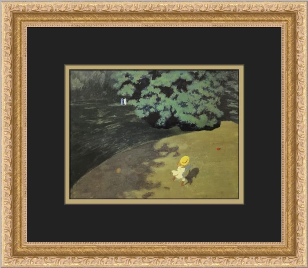 Felix Vallotton The Ball Custom Framed Offset Lithograph Print: Felix Vallotton The Ball Custom Framed Offset Lithograph Print This stunning custom framed print titled "The Ball" by renowned artist Felix Vallotton is a beautiful representation of Impressionism Rea