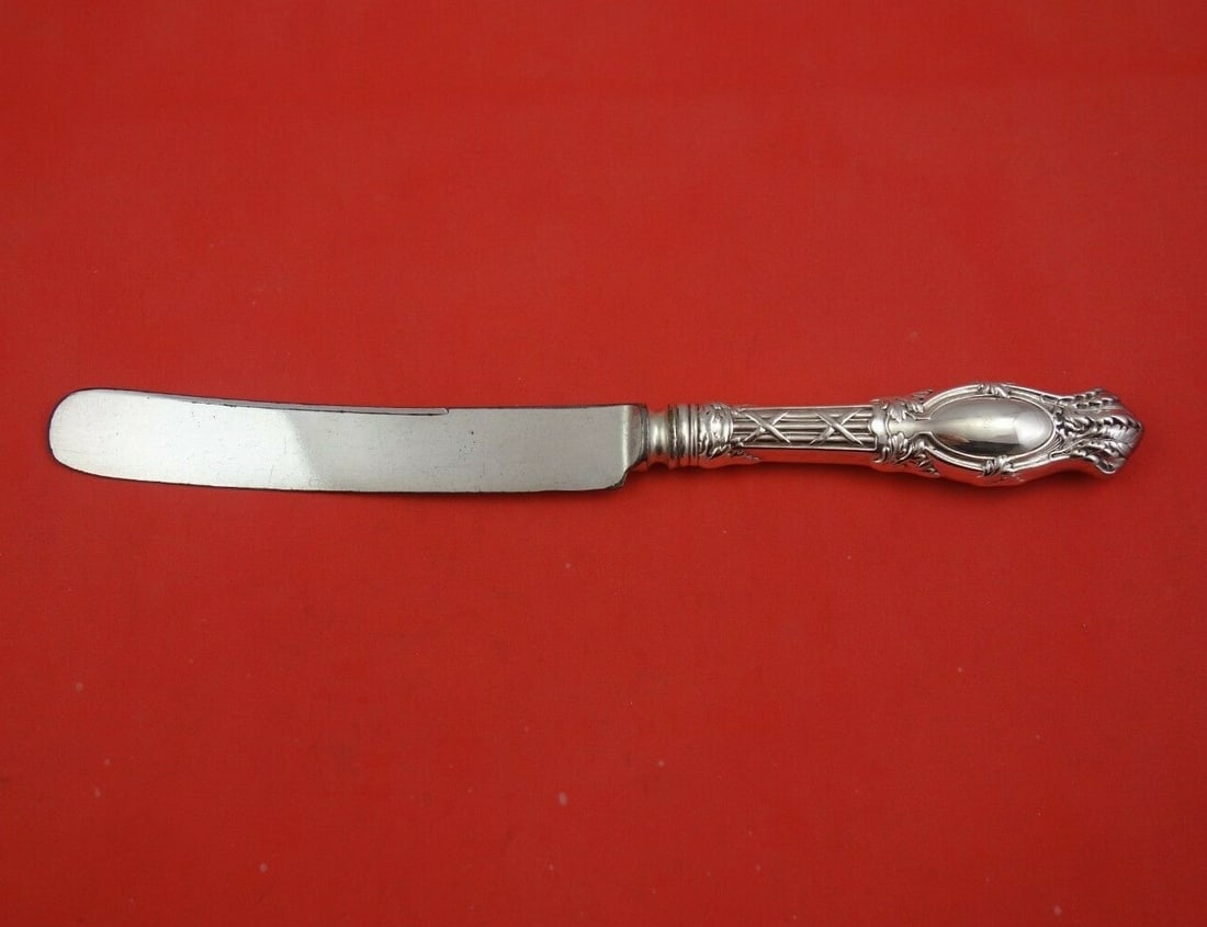 International Abbottsford Sterling Silver Dinner Knife 9 3/4 Inch: International Abbottsford Sterling Silver Dinner Knife 9 3/4 Inch This exquisite dinner knife features the Abbottsford pattern by International Sterling. Crafted with a sterling silver hollow handle a