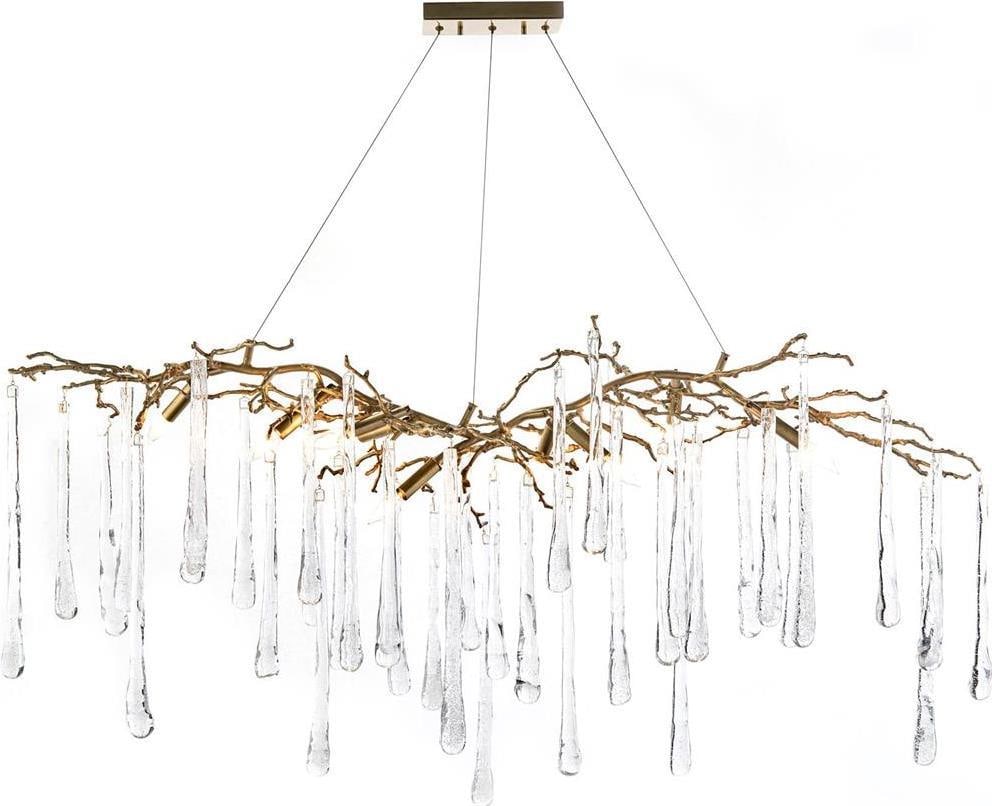 John-Richard 9-Light Brass and Hand-Blown Glass Teardrop Chandelier: John-Richard 9-Light Brass and Hand-Blown Glass Teardrop Chandelier Illuminate your space with this stunning Elegant Brass and Glass Teardrop Chandelier. This exquisite lighting fixture features a bea