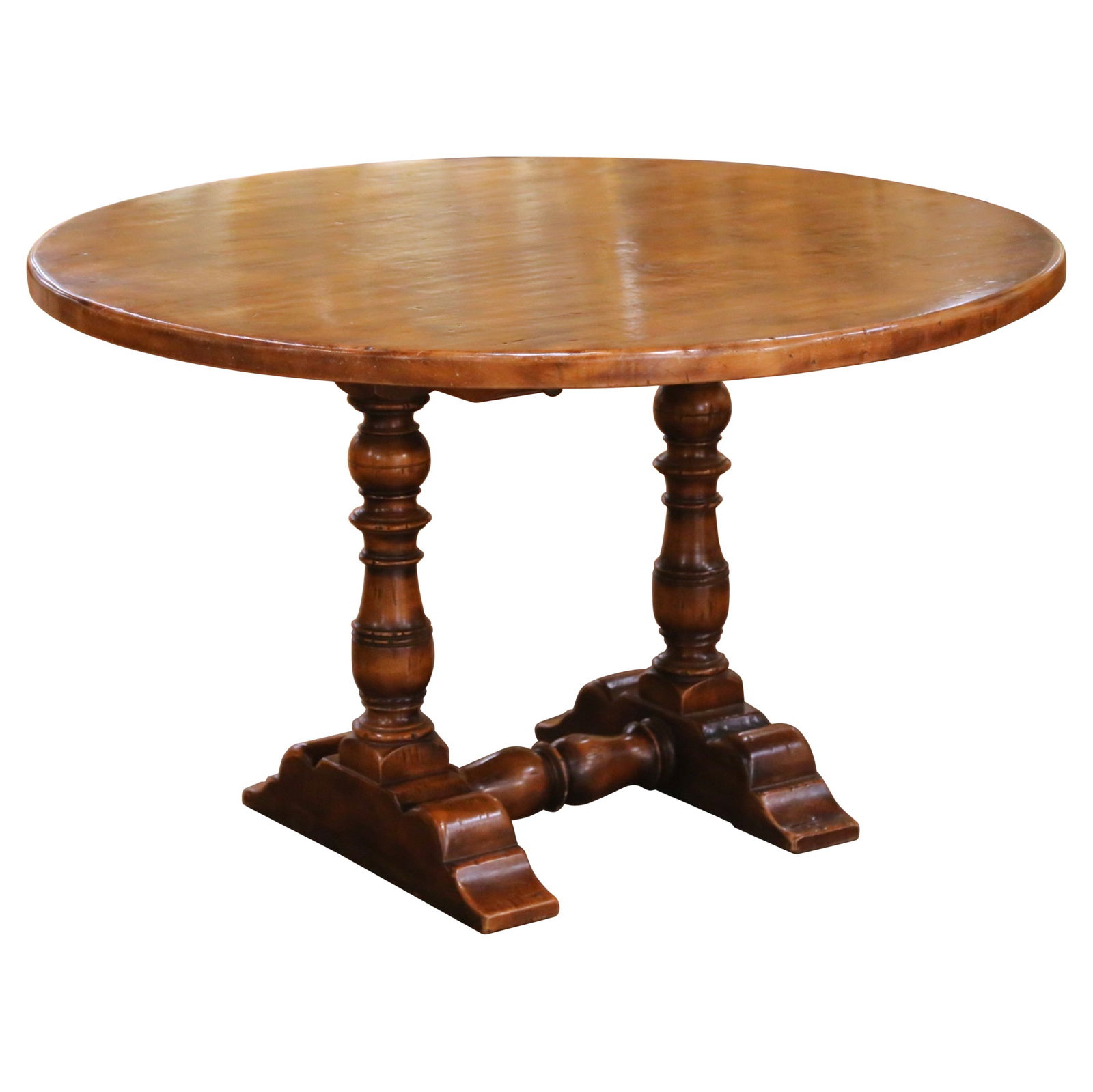 French Walnut Round Table in Louis XIII Design Circa 1960 (1 of 7)