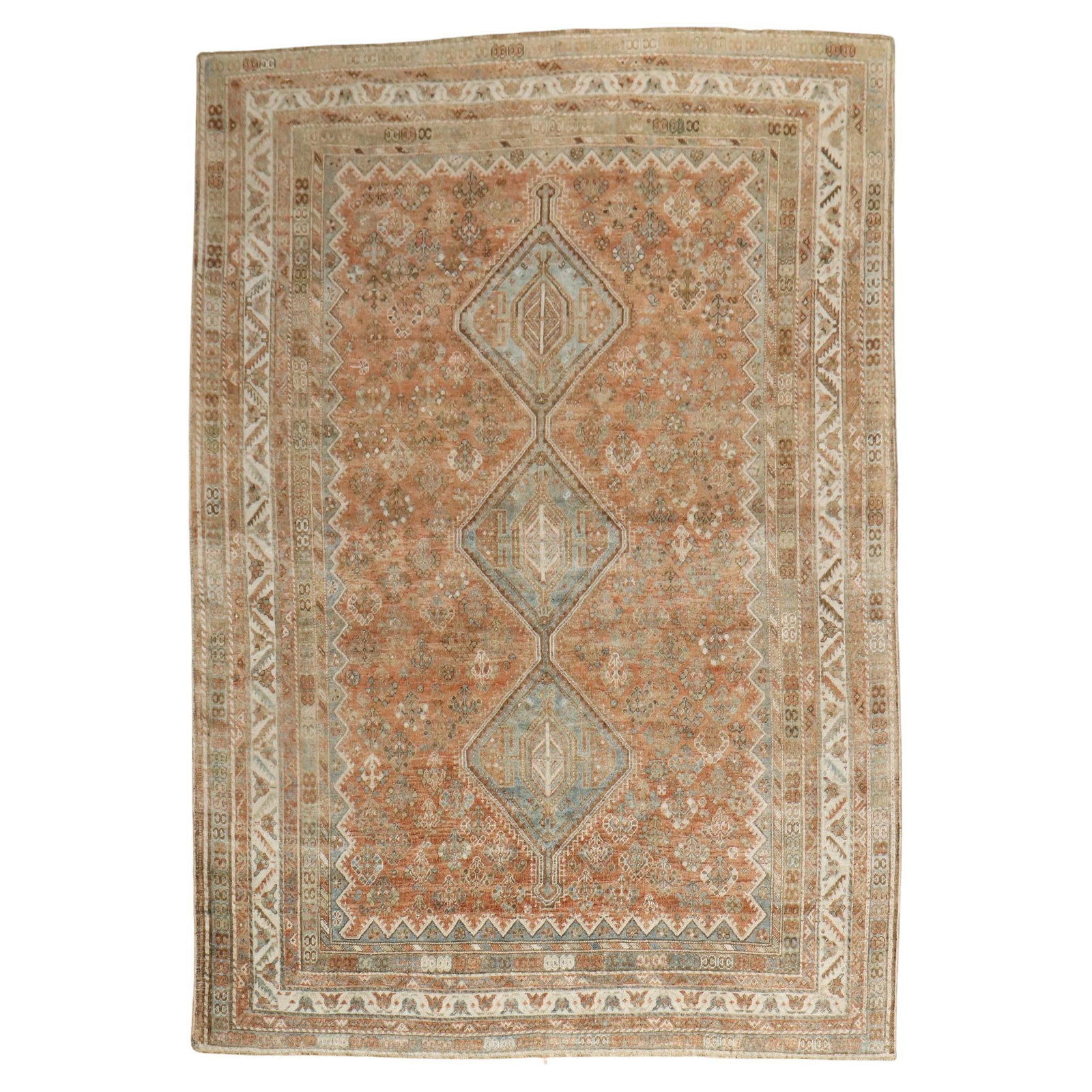 Antique Persian Shiraz Tribal Rug 7'5 x 10'5 Hand-Woven Wool: Antique Persian Shiraz Tribal Rug 7'5 x 10'5 Hand-Woven Wool Explore the exquisite beauty of this early 20th century Persian Shiraz tribal rug, meticulously hand-woven from high-quality wool. Featurin