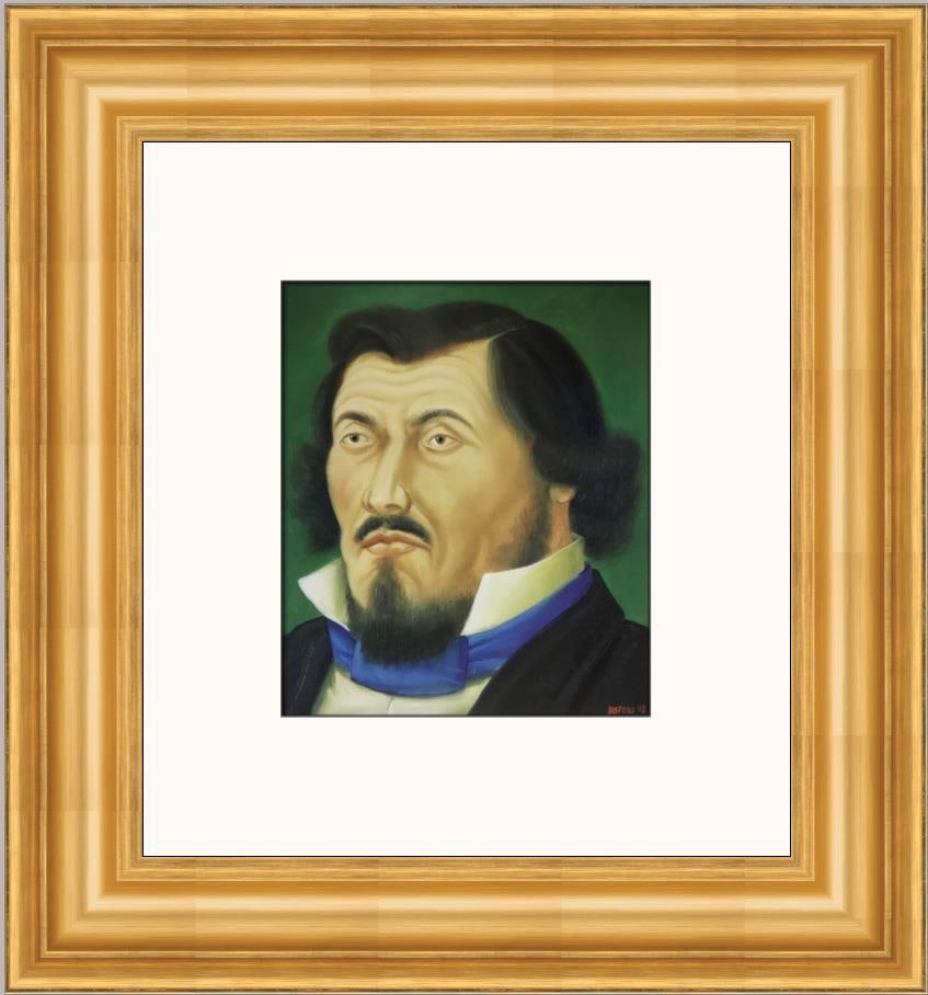 Fernando Botero Portrait Of Delacroix Custom Framed Surrealist Print: Fernando Botero Portrait Of Delacroix Custom Framed Surrealist Print This exquisite custom framed print features Fernando Botero's 'Portrait Of Delacroix,' a stunning example of surrealism that captur