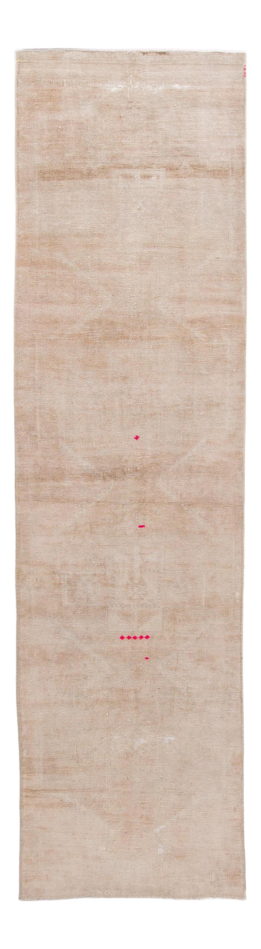 Vintage Turkish Handmade Wool Runner Beige Geometric Design 3'3 x 12'5: Vintage Turkish Handmade Wool Runner Beige Geometric Design 3'3 x 12'5 Enhance your space with this stunning vintage Turkish hand-knotted wool runner. Featuring a warm beige field, this rug is beautif