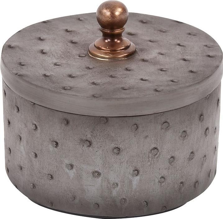 Howard Elliott Small Round Decorative Box Faux Ostrich Skin: Howard Elliott Small Round Decorative Box Faux Ostrich Skin Discover this stylish small decorative box that effortlessly combines vintage charm with modern functionality. Crafted in a transitional sty