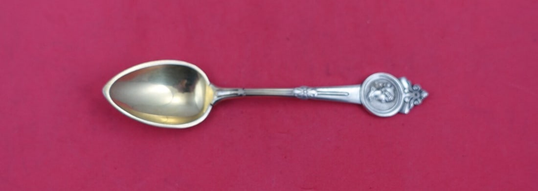 Gorham Medallion Sterling Silver Demitasse Spoon 4 1/4 Inch Gold Wash: Gorham Medallion Sterling Silver Demitasse Spoon 4 1/4 Inch Gold Wash This exquisite Medallion demitasse spoon by Gorham showcases a beautiful multi-motif pattern, crafted from high-quality sterling s