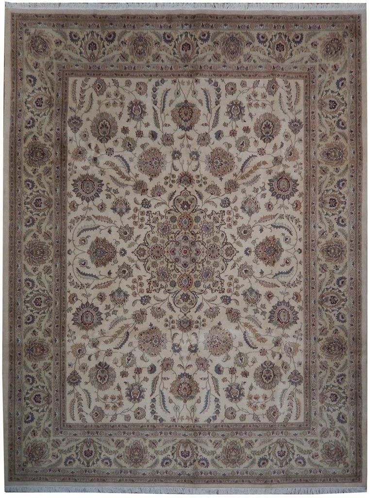 Luxurious 8 x 10 Ivory Wool Silk Handwoven Tabriz Rug: Luxurious 8 x 10 Ivory Wool Silk Handwoven Tabriz Rug Free continental US Shipping Elevate your living space with this luxurious 8 x 10 Ivory Wool & Silk High-End Rug. Handwoven from a premium blend o