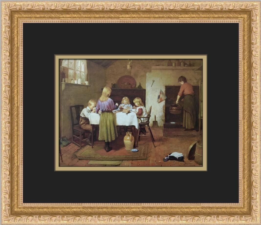 Harry Brooker Breakfast Time Custom Framed Art Print 12x14: Harry Brooker Breakfast Time Custom Framed Art Print 12x14 This captivating custom framed print titled "Breakfast Time" by artist Harry Brooker showcases a beautiful expressionism impressionism style,