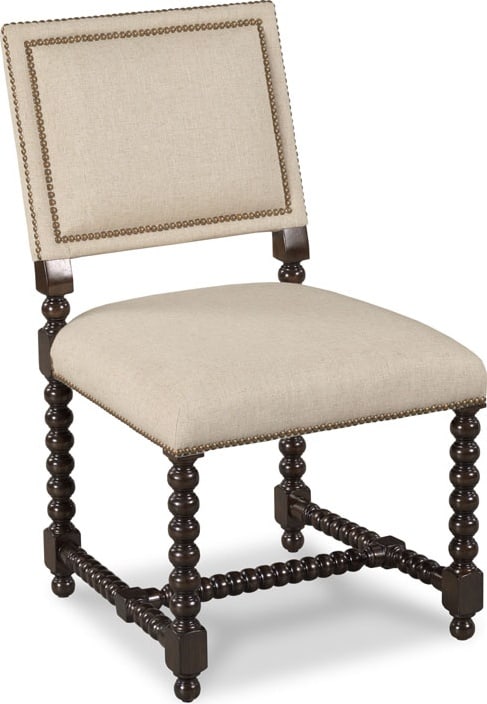 Woodbridge Longmont Side Chair 17th C English Style Mahogany Brass Finish: Woodbridge Longmont Side Chair 17th C English Style Mahogany Brass Finish Introducing the Elegant Longmont Side Chair, a stunning addition to any home decor. This beautifully crafted side chair featur
