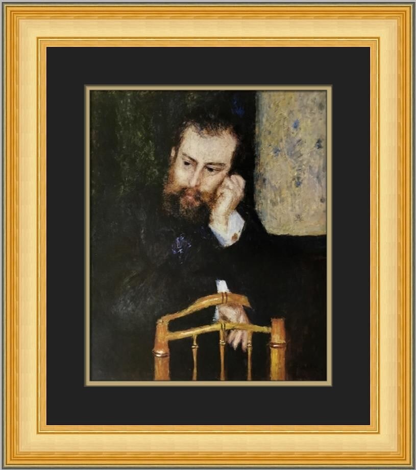 Renoir Portrait of Alfred Sisley Custom Framed Print 20 x 19: Renoir Portrait of Alfred Sisley Custom Framed Print 20 x 19 This custom framed print features Pierre-Auguste Renoir's renowned portrait of Alfred Sisley. Measuring 20 in height and 19 in width, this