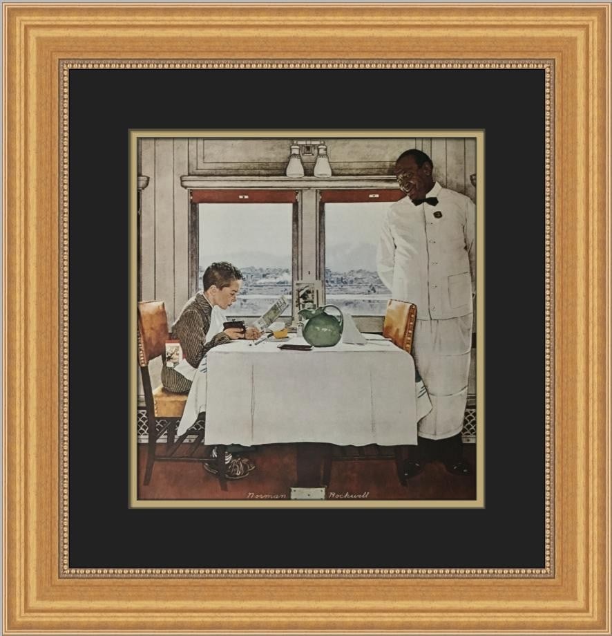 Norman Rockwell New York Central Diner Framed Print 1975 Americana: Norman Rockwell New York Central Diner Framed Print 1975 Americana This stunning custom framed print features the iconic artwork 'New York Central Diner' by renowned artist Norman Rockwell. Produced i