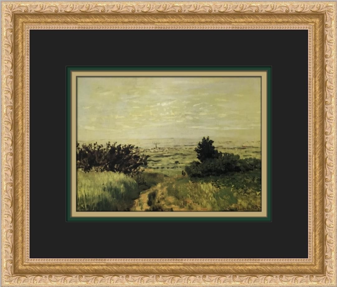 Claude Monet Landscape View of the Plain of Aregnteuil Custom Framed Art Print: Claude Monet Landscape View of the Plain of Aregnteuil Custom Framed Art Print This stunning custom framed print features Claude Monet's "Landscape View of the Plain of Aregnteuil," a beautiful repres