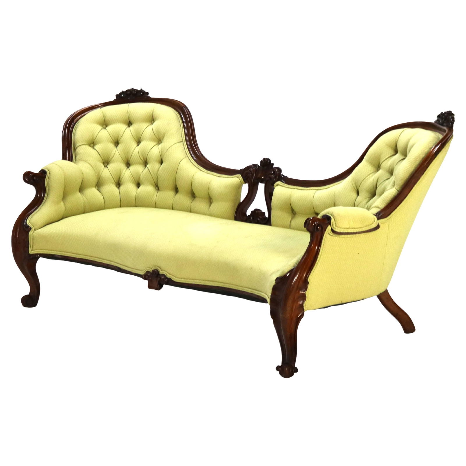 Antique Victorian Rococo Revival Carved Walnut Sofa C1880: Antique Victorian Rococo Revival Carved Walnut Sofa C1880 Experience the elegance of the late 19th century with this Antique Victorian Rococo Revival Carved Walnut Button-Back Sofa, dating back to cir