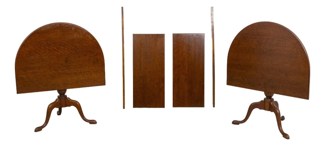 Eldred Wheeler Cherry Wood Dining Table with Queen Anne Legs: Eldred Wheeler Cherry Wood Dining Table with Queen Anne Legs This exquisite Eldred Wheeler Cherry Bench Made Dining Table combines timeless elegance with practical design. Crafted approximately 40 yea