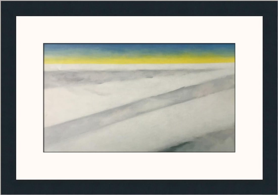 Georgia O'Keeffe Above Clouds Again Custom Framed Print 14 x 20: Georgia O'Keeffe Above Clouds Again Custom Framed Print 14 x 20 This exquisite custom framed print, titled 'Above Clouds Again' by renowned artist Georgia O'Keeffe, showcases a captivating landscape t