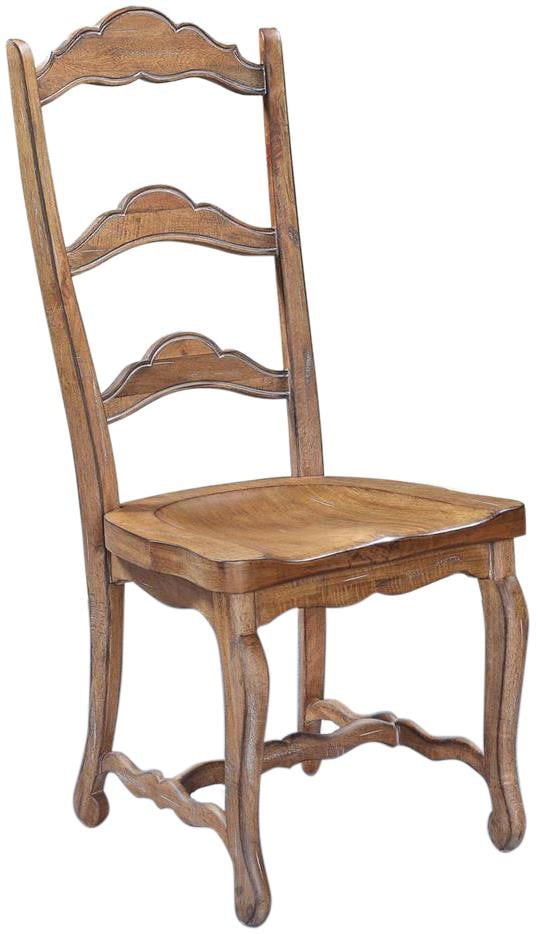 Scottsdale Beachwood Ladder Back Side Chair in Solid Mahogany: Scottsdale Beachwood Ladder Back Side Chair in Solid Mahogany Introducing the Scottsdale Beachwood Ladder Back Side Chair, a perfect blend of rustic charm and modern functionality. This chair features