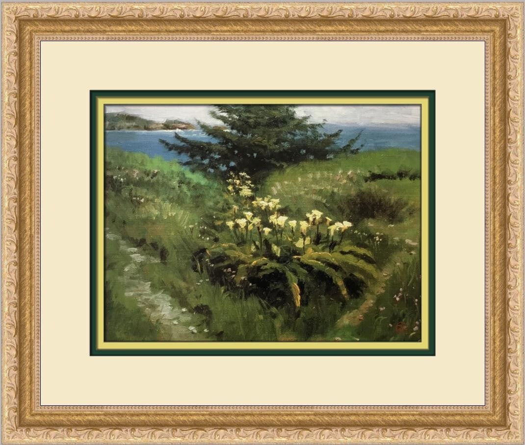 Thomas Kinkade Coastal Calla Lilies Framed Print 13 x 16: Thomas Kinkade Coastal Calla Lilies Framed Print 13 x 16 This beautiful custom framed print by Thomas Kinkade features the serene Coastal Calla Lilies, capturing the essence of Americana Impressionism