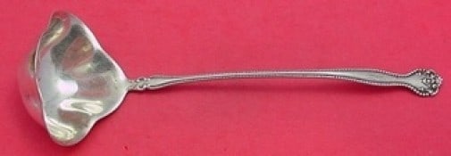 Raleigh Pattern Sterling Silver 8 Inch Bouillon Ladle by Alvin: Raleigh Pattern Sterling Silver 8 Inch Bouillon Ladle by Alvin This elegant 8" bouillon ladle, crafted in sterling silver, is part of the exquisite Raleigh pattern by Alvin. The ladle features a monog