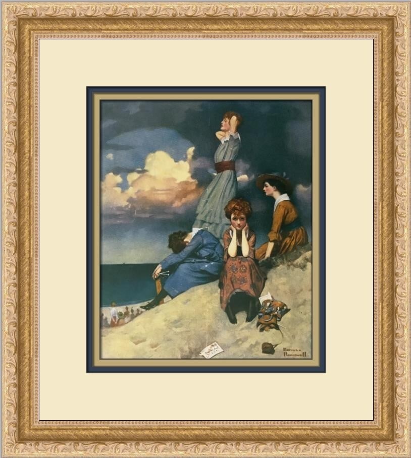 Norman Rockwell Till the Boys Come Home Custom Framed Art Print 1993: Norman Rockwell Till the Boys Come Home Custom Framed Art Print 1993 This stunning custom framed print titled "Till the Boys Come Home" is a beautiful work by the renowned artist Norman Rockwell, capt