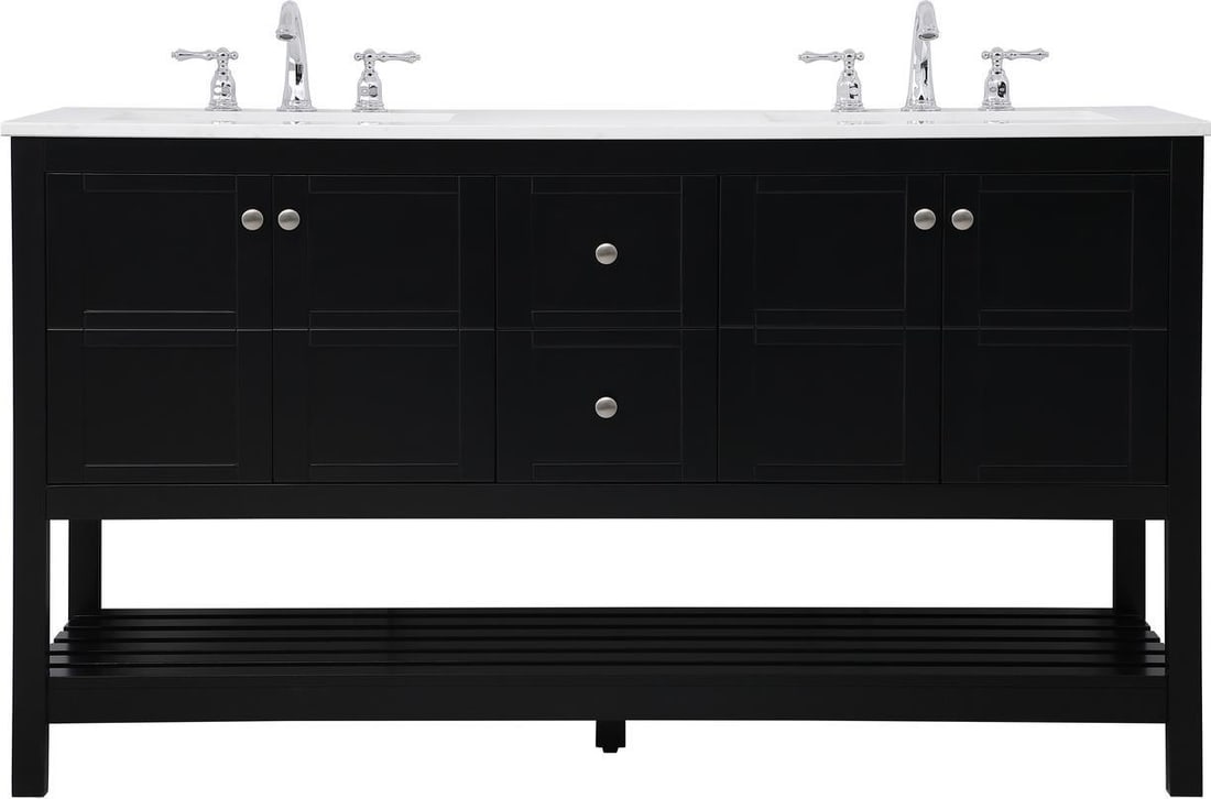 Elegant Black Transitional Bathroom Vanity by Elegant Lighting 34H 60W 22D: Elegant Black Transitional Bathroom Vanity by Elegant Lighting 34H 60W 22D Enhance your bathroom with this Elegant Black Vanity, designed for classic bath spaces. This transitional style vanity featur