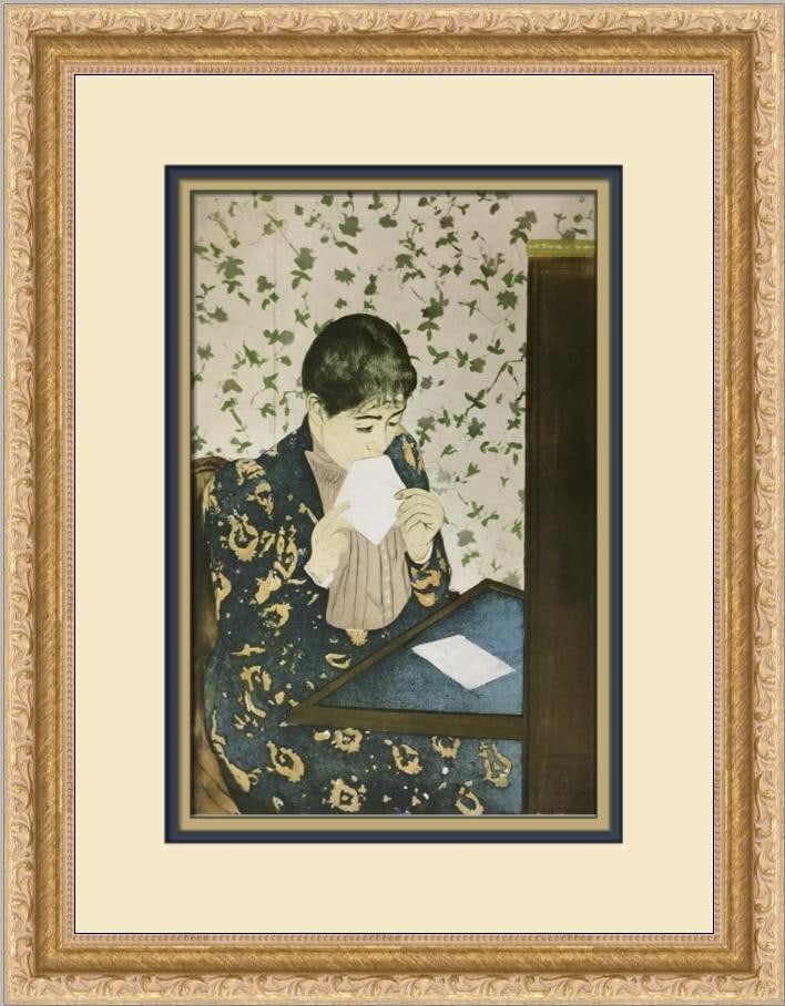 Mary Cassatt The Letter Custom Framed Print 16x13 Impressionism Art: Mary Cassatt The Letter Custom Framed Print 16x13 Impressionism Art This exquisite custom framed print titled "The Letter" by renowned artist Mary Cassatt captures the essence of Impressionism. Produc