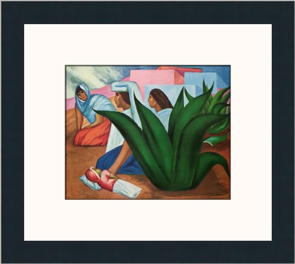 Jose Clemente Orozco Mexican Village Custom Framed Print 1977 Impressionism: Jose Clemente Orozco Mexican Village Custom Framed Print 1977 Impressionism This stunning custom framed print titled "Mexican Village" by renowned artist Jose Clemente Orozco showcases the beauty of I