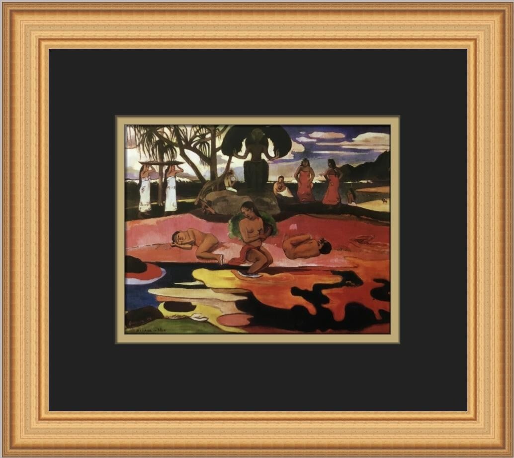 Paul Gauguin The Day of the Gods Custom Framed Print 11x13: Paul Gauguin The Day of the Gods Custom Framed Print 11x13 Elevate your space with this stunning custom framed print of "The Day of the Gods" by Paul Gauguin. This medium-sized artwork captures the es