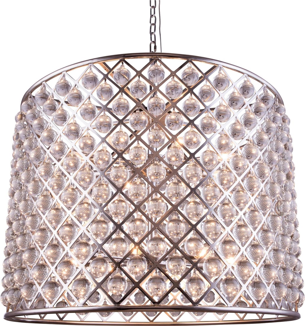 Elegant Lighting Madison 12-Light Bowl Chandelier Polished Nickel: Elegant Lighting Madison 12-Light Bowl Chandelier Polished Nickel Transform your space with the sophisticated charm of this Polished Nickel Bowl Chandelier from the Madison collection. This exquisite