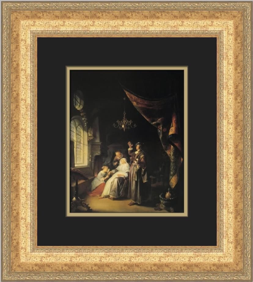 Gerard Dou The Dropsical Woman Custom Framed Art Print 18 x 16: Gerard Dou The Dropsical Woman Custom Framed Art Print 18 x 16 This stunning custom framed print features Gerard Dou's artwork titled "The Dropsical Woman". The print is produced using offset lithogra