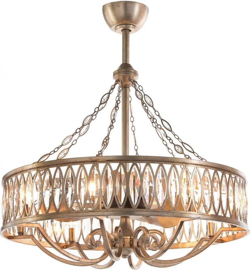 John-Richard Brass Elegant Crystal Pendant Fan 8-Light Remote: John-Richard Brass Elegant Crystal Pendant Fan 8-Light Remote Illuminate your space with this Elegant Crystal Pendant Fan, a perfect blend of functionality and style. This contemporary-style lighting