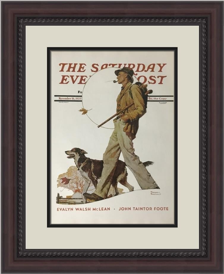 Norman Rockwell An Autumn Stroll Custom Framed Art Print 22x17: Norman Rockwell An Autumn Stroll Custom Framed Art Print 22x17 This beautiful custom framed print titled "An Autumn Stroll" by artist Norman Rockwell captures the essence of Americana. Measuring 22 in