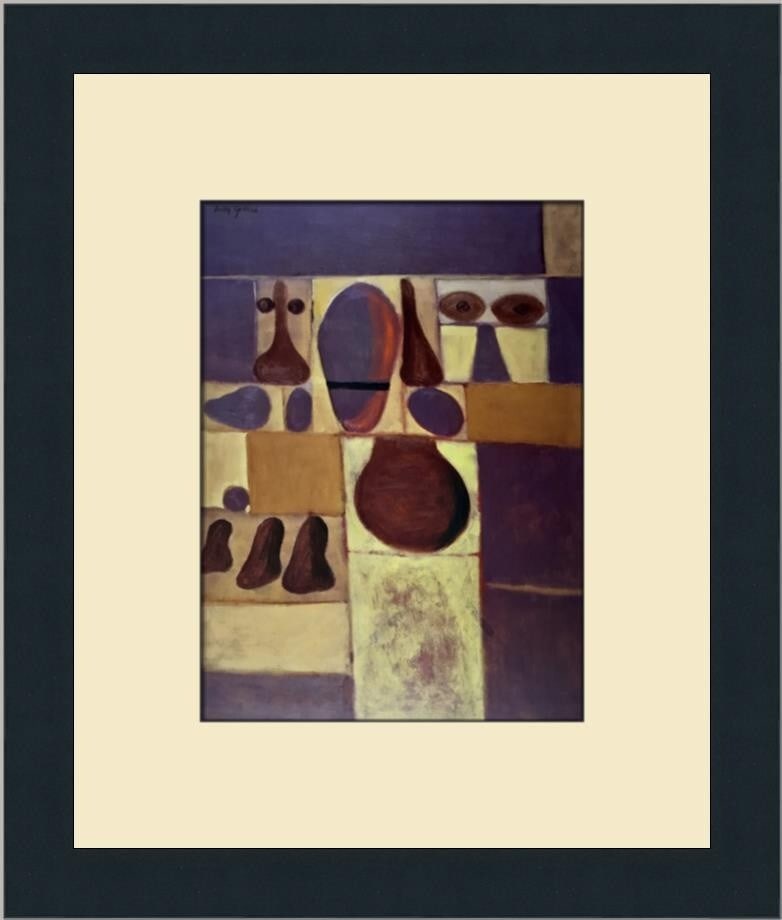 Adolph Gottlieb Pictograph Yellow and Purple Custom Framed Art Print: Adolph Gottlieb Pictograph Yellow and Purple Custom Framed Art Print This stunning custom framed print, titled "Pictograph Yellow and Purple" by renowned artist Adolph Gottlieb, showcases the beauty o