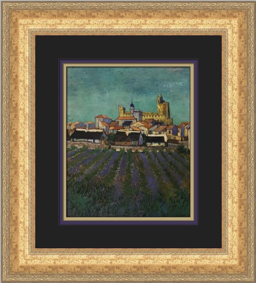 Vincent Van Gogh View of Saintes-Maries Custom Framed Print 1979: Vincent Van Gogh View of Saintes-Maries Custom Framed Print 1979 Admire the beauty of Vincent Van Gogh's "View of Saintes-Maries" with this custom framed print. This medium-sized artwork measures 19 i