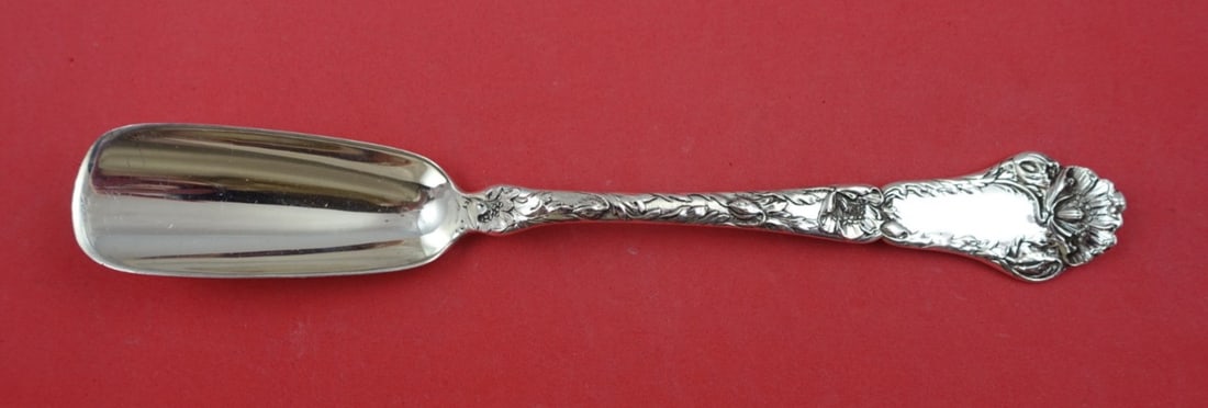 Gorham Poppy Sterling Silver Cheese Scoop 8 1/4 Inch: Gorham Poppy Sterling Silver Cheese Scoop 8 1/4 Inch Experience elegance with the Poppy pattern cheese scoop by Gorham, crafted from high-quality sterling silver. This large serving piece measures 8 1