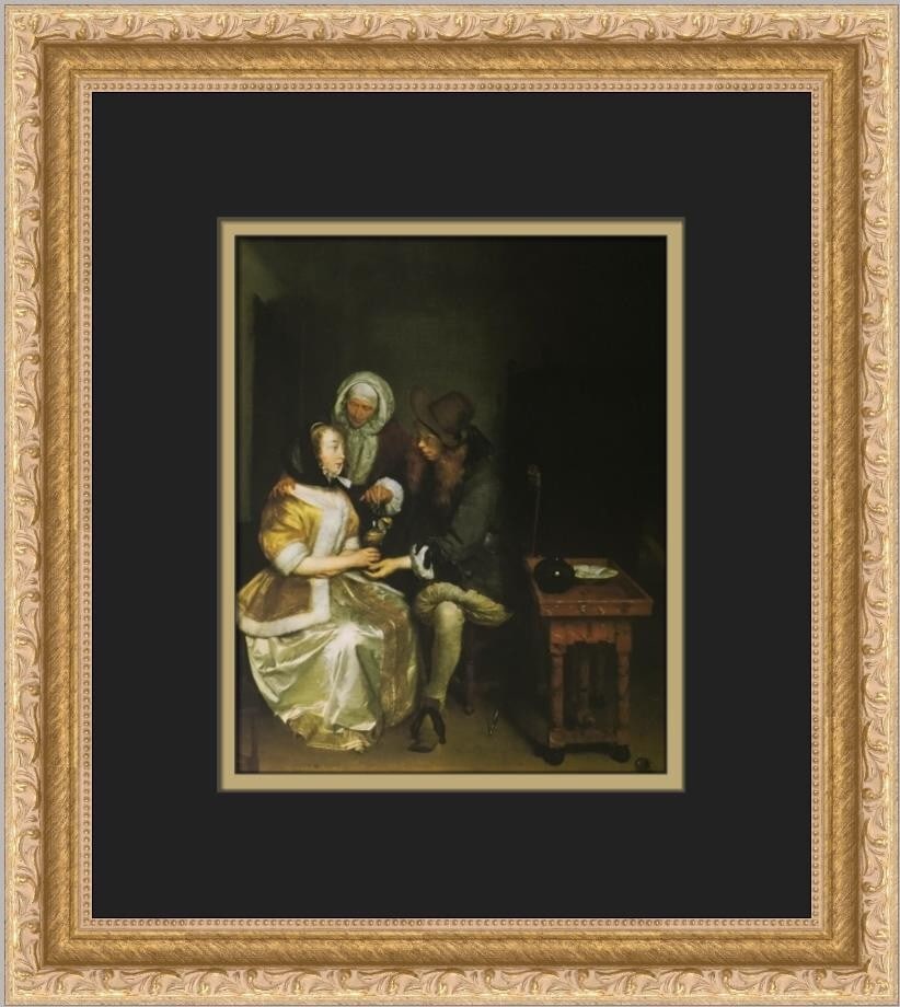 Gerard Terboch The Glass of Lemonade Custom Framed Art Print 1982: Gerard Terboch The Glass of Lemonade Custom Framed Art Print 1982 This stunning custom framed print titled 'The Glass of Lemonade' by artist Gerard Terboch captures a delightful scene that resonates w