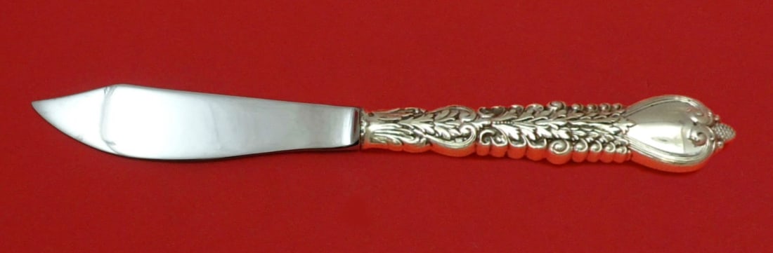 Tiffany & Co Florentine Sterling Silver Fish Knife 8 1/4" Custom Made: Tiffany & Co Florentine Sterling Silver Fish Knife 8 1/4" Custom Made This exquisite Florentine fish knife, expertly crafted by Tiffany & Co., showcases a stunning sterling silver design with a custom