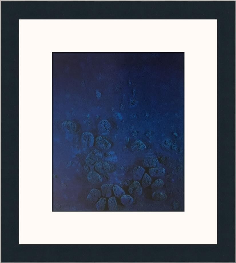 Yves Klein Relief Eponge Bleu Custom Framed Lithograph Print 1977: Yves Klein Relief Eponge Bleu Custom Framed Lithograph Print 1977 This stunning custom framed print, titled "Relief Eponge Bleu," is a captivating piece by renowned artist Yves Klein, produced in 1977