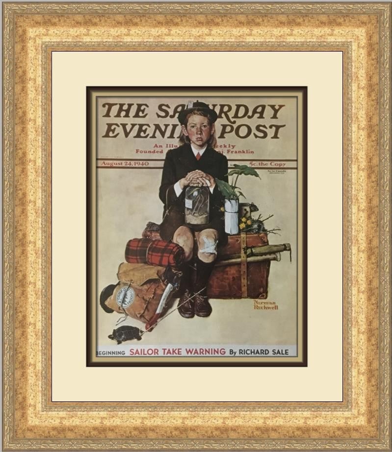 Norman Rockwell Home From Camp Framed Print 18 x 21 Americana Art: Norman Rockwell Home From Camp Framed Print 18 x 21 Americana Art This stunning print titled "Home From Camp" by renowned artist Norman Rockwell captures a nostalgic Americana scene. Produced in 1979,