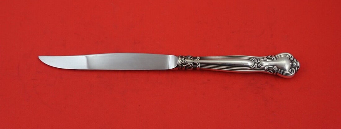Gorham Chantilly Sterling Silver Steak Knife 9.25" No Bevel Blade: Gorham Chantilly Sterling Silver Steak Knife 9.25" No Bevel Blade Presenting the Chantilly by Gorham Sterling Steak Knife, a beautifully crafted piece that combines elegance and functionality. This kn