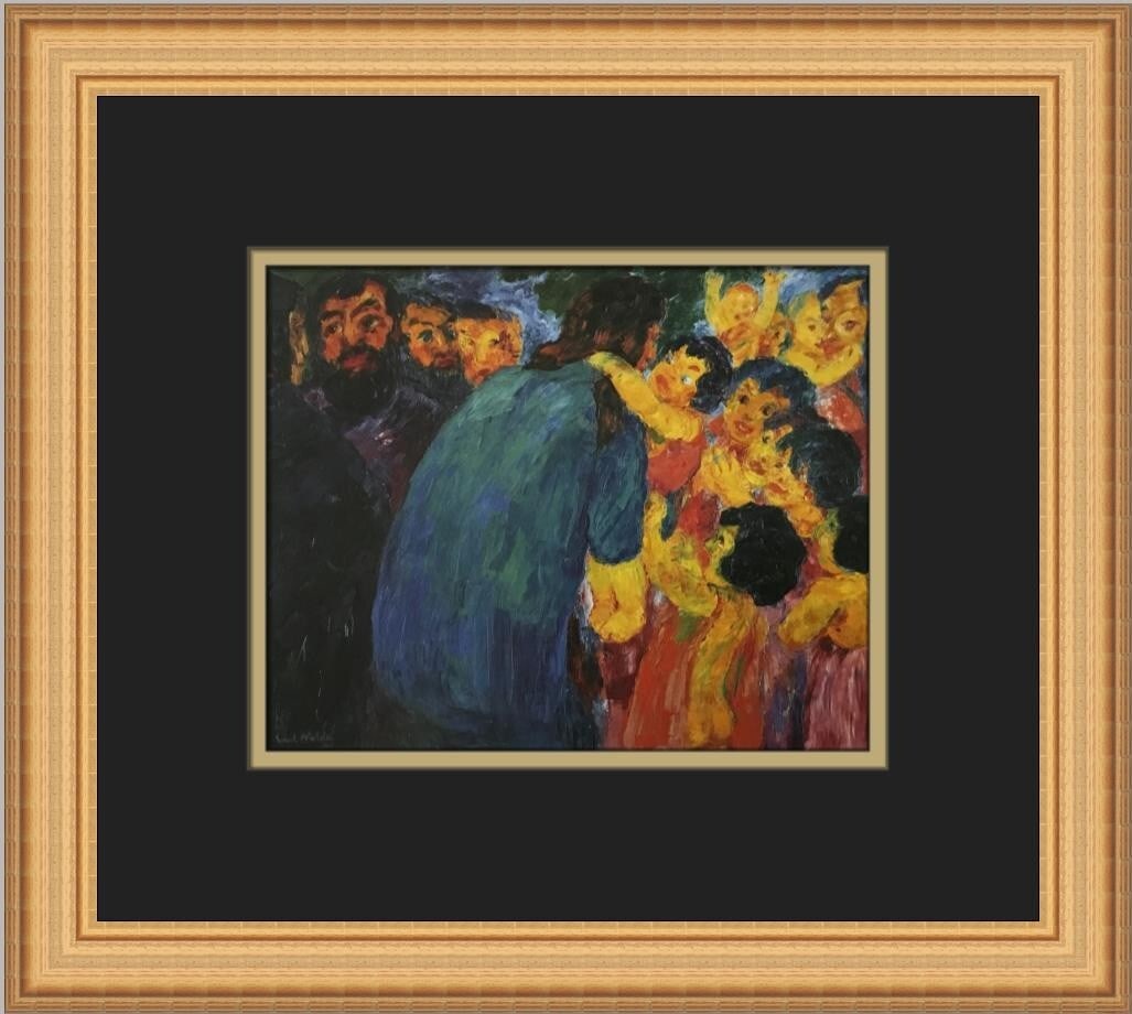 Emil Nolde Christ Among the Children Custom Framed Print 12 x 14: Emil Nolde Christ Among the Children Custom Framed Print 12 x 14 This stunning custom-framed print features Emil Nolde's artwork titled "Christ Among the Children". This medium-sized piece is a beauti