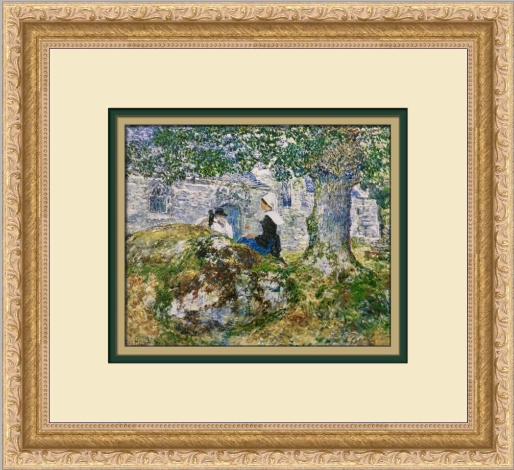 Childe Hassam In Brittany Custom Framed Print 12 x 13 Impressionism Art: Childe Hassam In Brittany Custom Framed Print 12 x 13 Impressionism Art This stunning custom framed print titled "In Brittany" by renowned artist Childe Hassam captures the essence of Impressionism. M