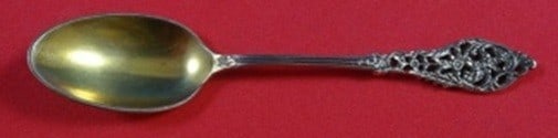 Sterling Silver Demitasse Spoon Florentine Lace Gold Wash 4.5 Inch (1 of 1)