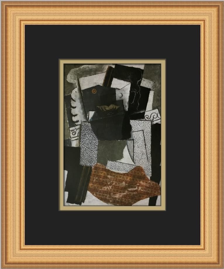Pablo Picasso Man with a Moustache Custom Framed Print 14x11: Pablo Picasso Man with a Moustache Custom Framed Print 14x11 This custom framed print titled "Man with a Moustache" by Pablo Picasso showcases a stunning blend of Abstract Expressionism and Impression