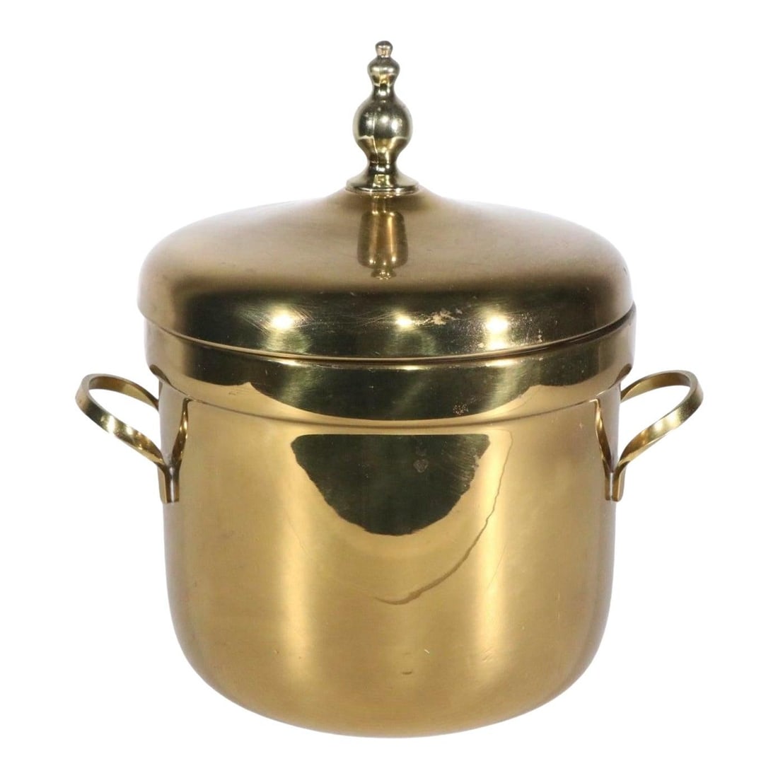 Hollywood Regency Brass Ice Bucket with Milk Glass Lining by FB Rodgers (1 of 10)